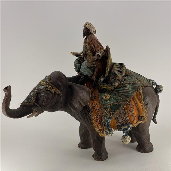 König auf Elefanten für 13cm Figuren - Ton (Terracotta) und Stoff 